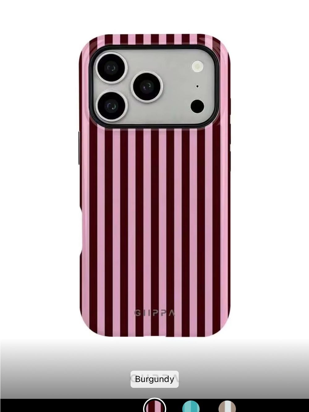 Burgundy Stripe iPhone 18 pro max Case - Protective Pink & Burgundy Design